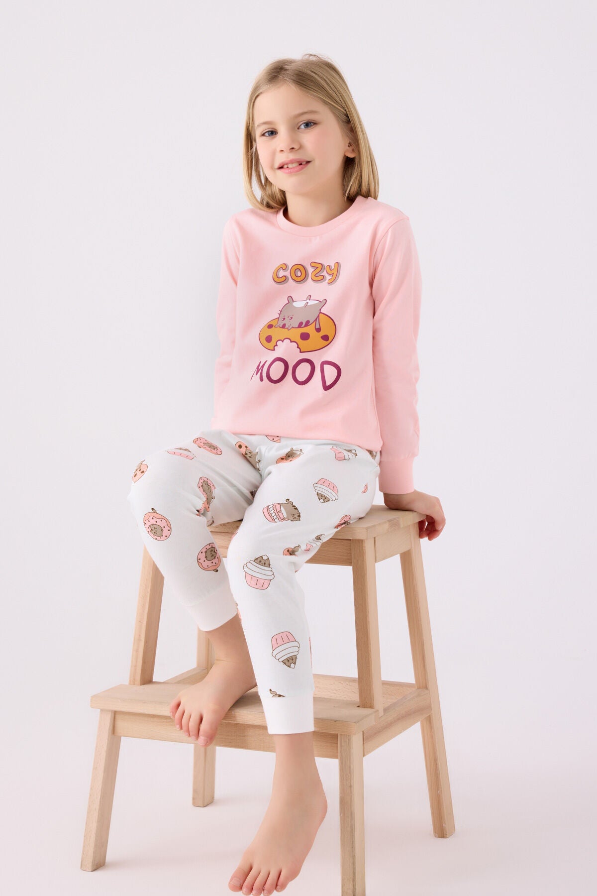 Rolypoly Kız Çocuk Kışlık Regular Fit Pembe Pijama Takımı RP3467-C-V1