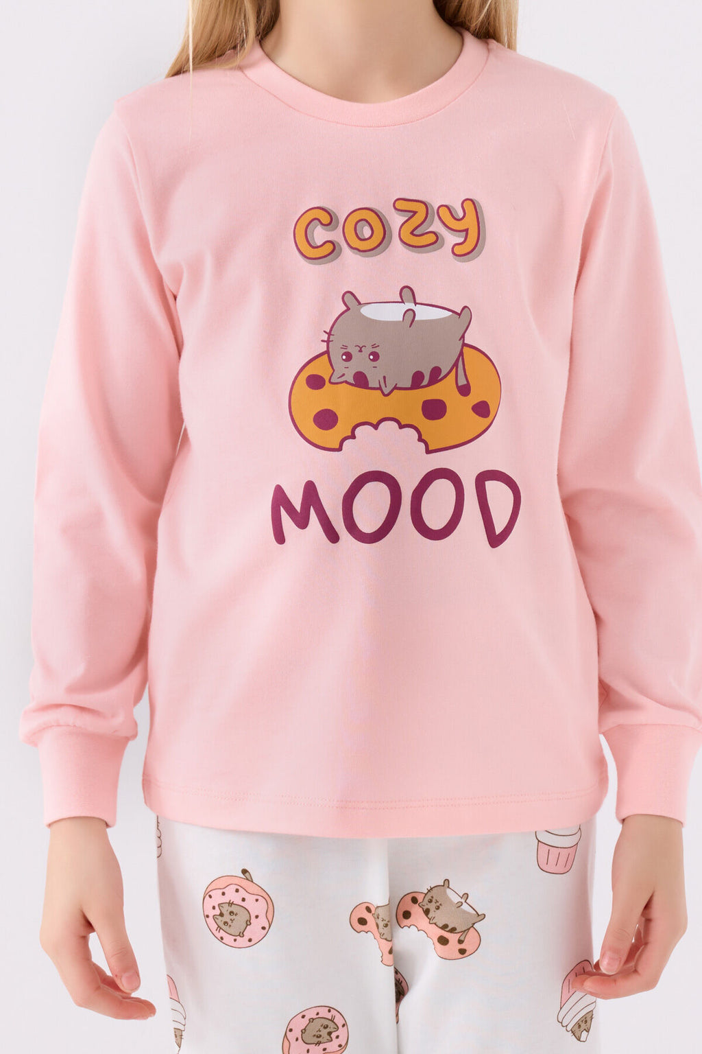 Rolypoly Kız Çocuk Kışlık Regular Fit Pembe Pijama Takımı RP3467-C-V1