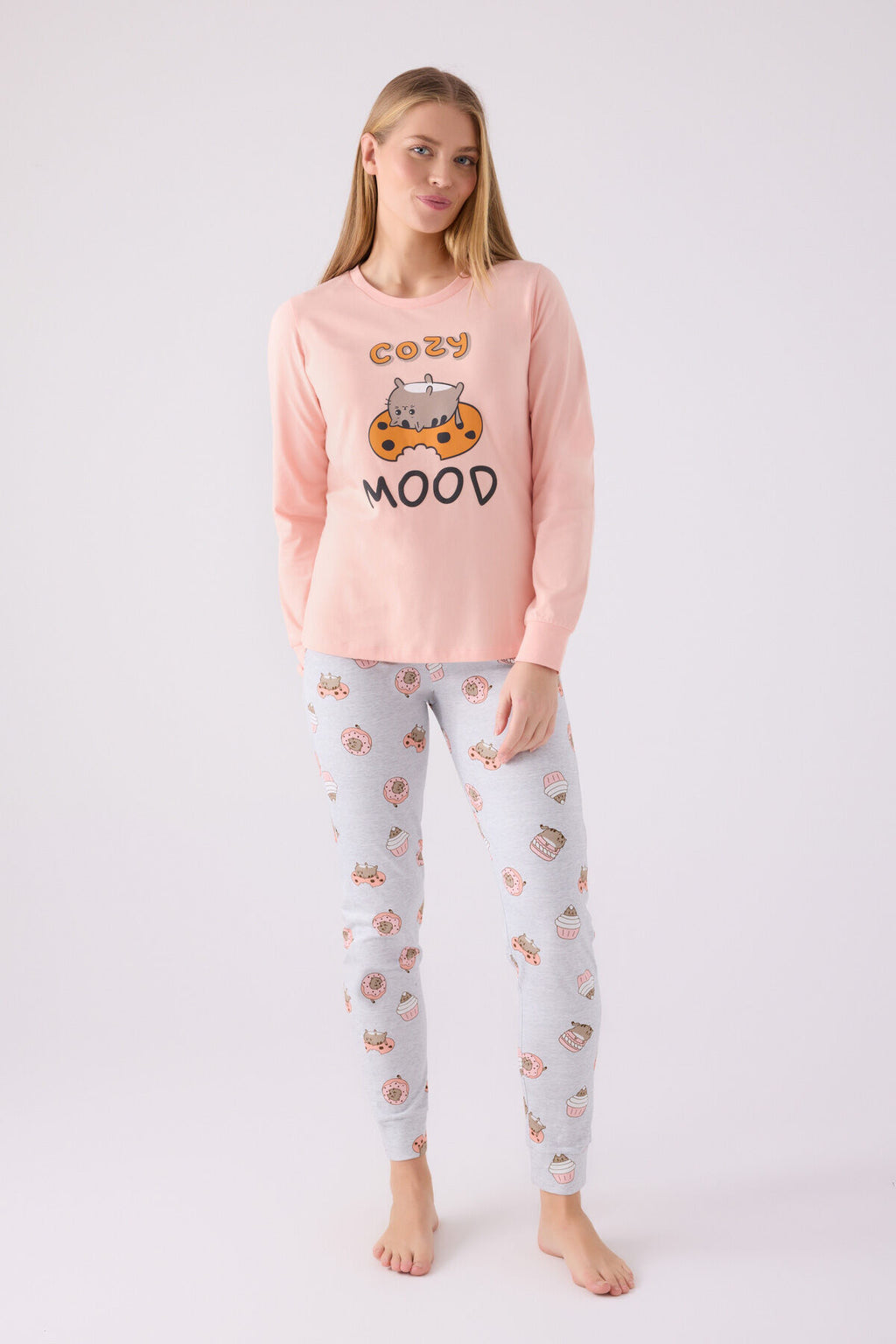 Rolypoly Kadın Kışlık Regular Fit Turuncu Pijama Takımı RP3467-S-V2