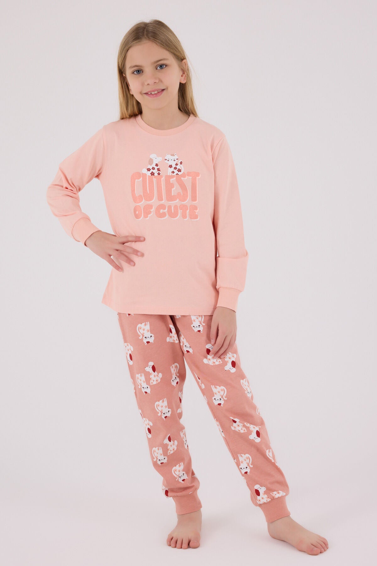 Rolypoly Kız Çocuk Kışlık Regular Fit Turuncu Pijama Takımı RP3708-C-V2 Ürün ana görseli