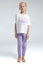 Rolypoly Kız Çocuk Bisiklet Yaka Pigment Baskılı Yazlık Regular Fit Mor Pijama Takımı RP3614-C-V1