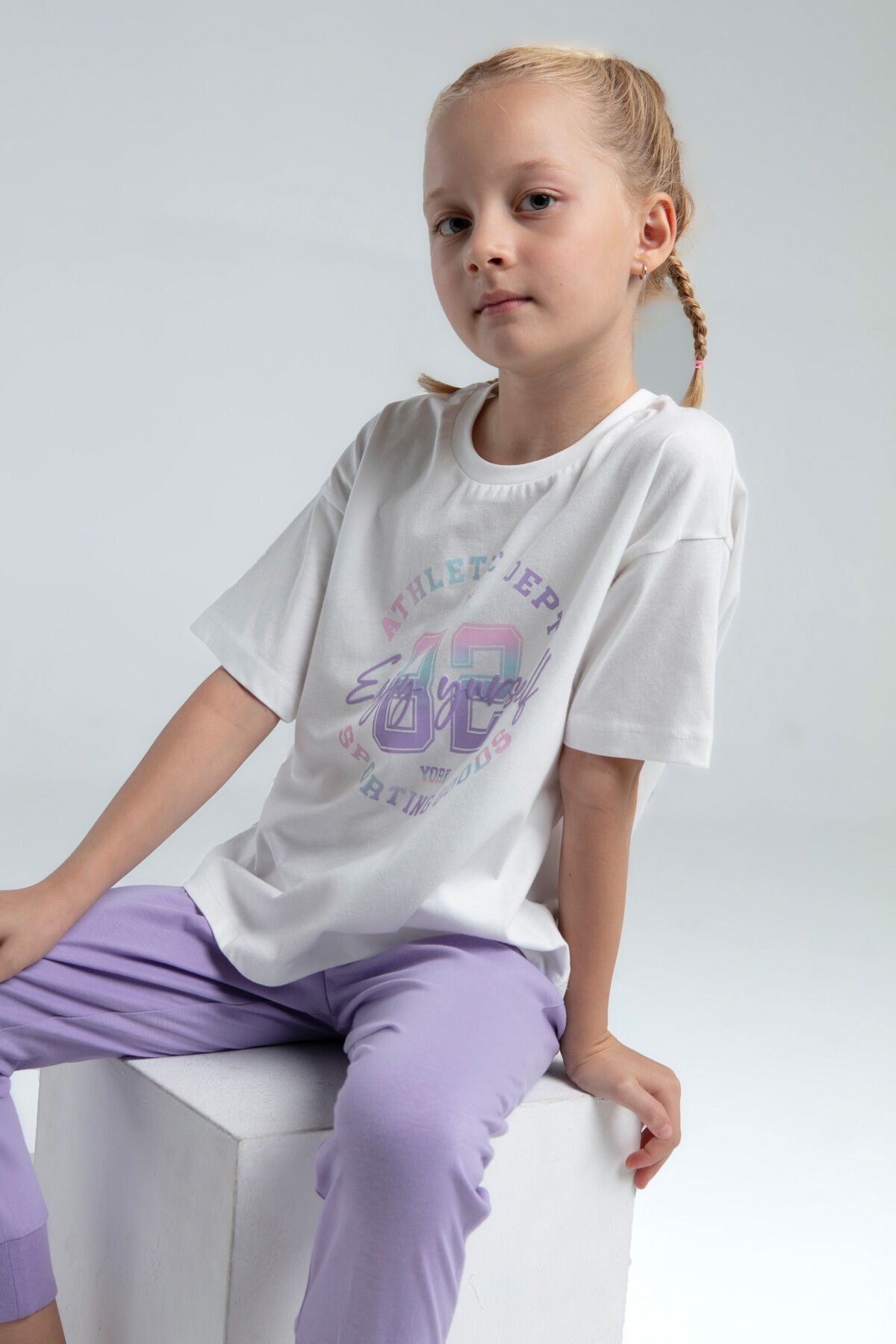 Kız Çocuk Mor Kısa Kol Pijama Takım Ürün ikincil görseli