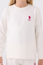 U.S. Polo Assn. Kız Çocuk Bisiklet Yaka Pigment Baskılı Kışlık Regular Fit Beyaz Pijama Takımı US1669-C-V4