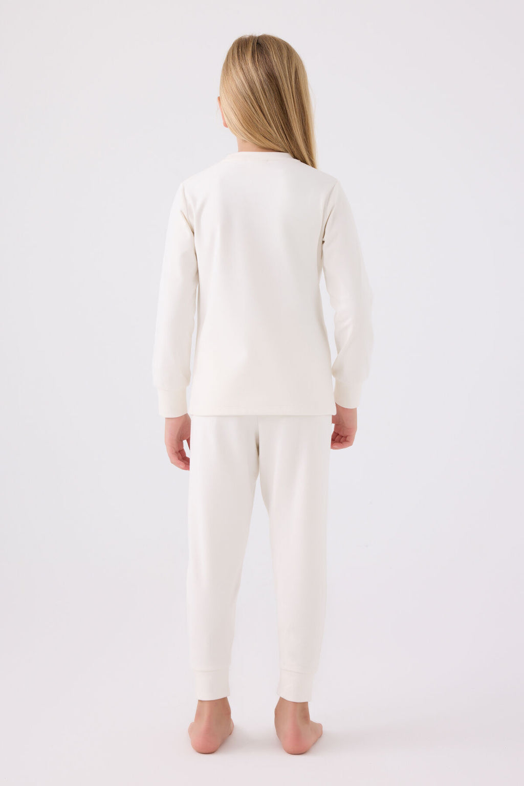 U.S. Polo Assn. Kız Çocuk Bisiklet Yaka Pigment Baskılı Kışlık Regular Fit Beyaz Pijama Takımı US1669-C-V4