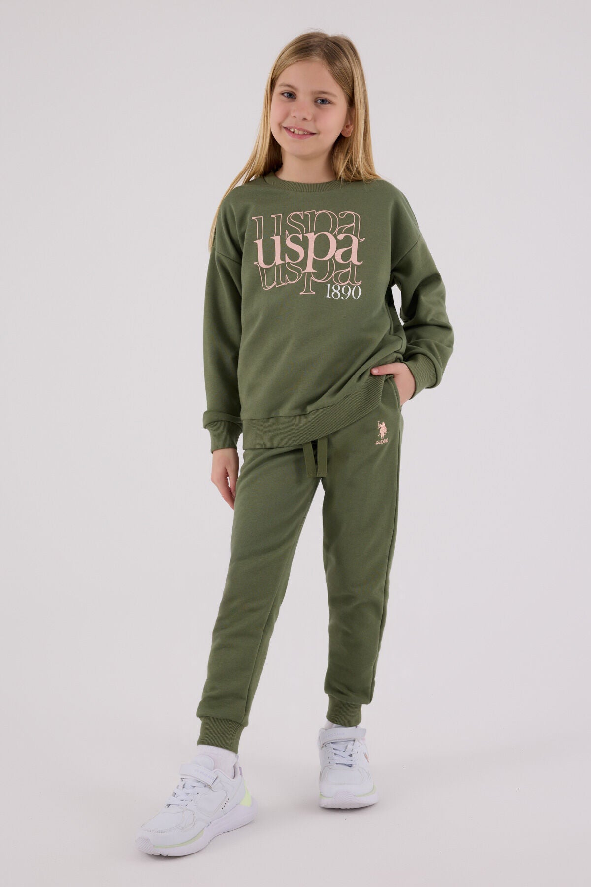 U.S. Polo Assn. Kız Çocuk Kışlık Regular Fit Haki Eşofman Takımı US2309-C-V2 Ürün ana görseli