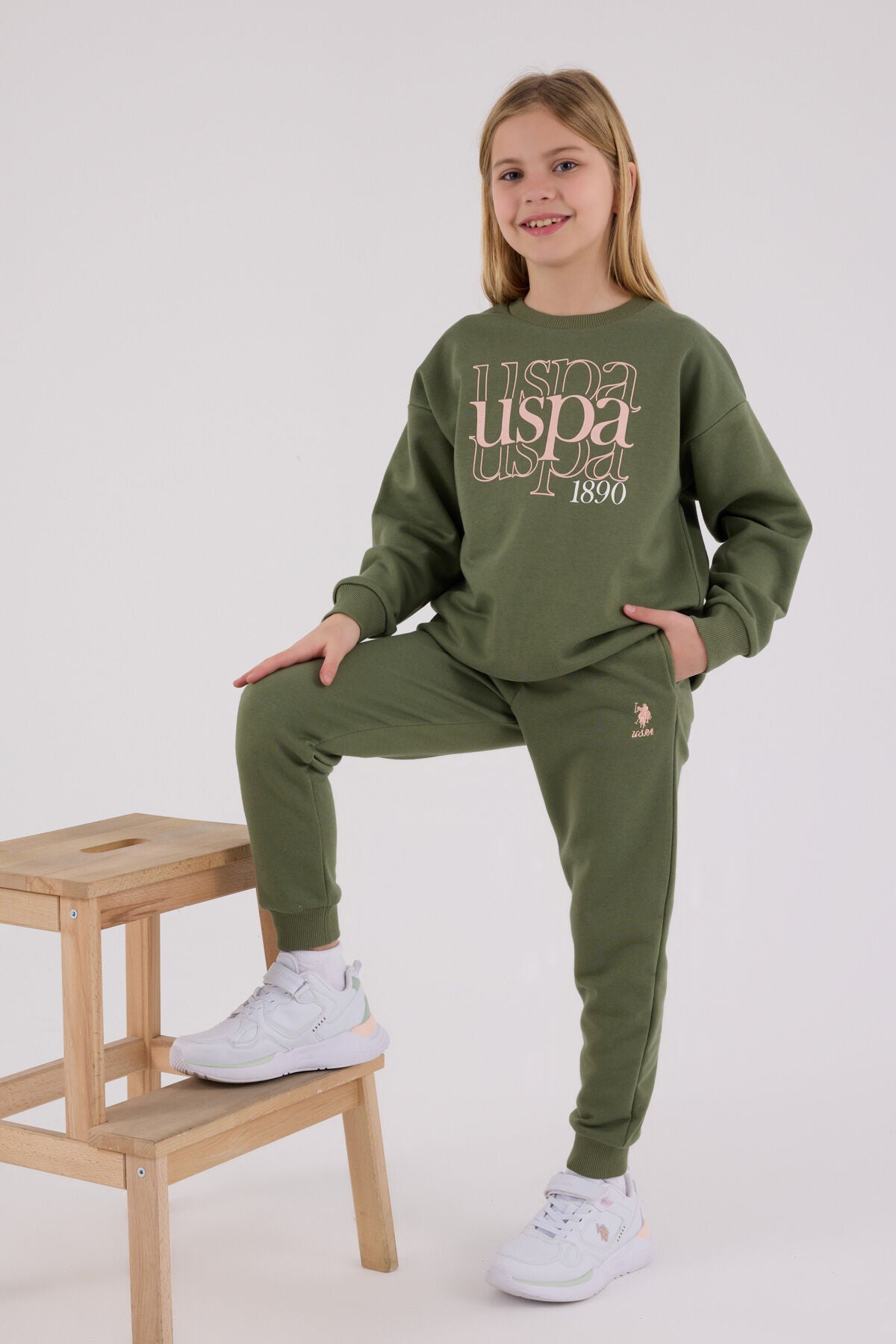 U.S. Polo Assn. Kız Çocuk Kışlık Regular Fit Haki Eşofman Takımı US2309-C-V2 Ürün ikincil görseli