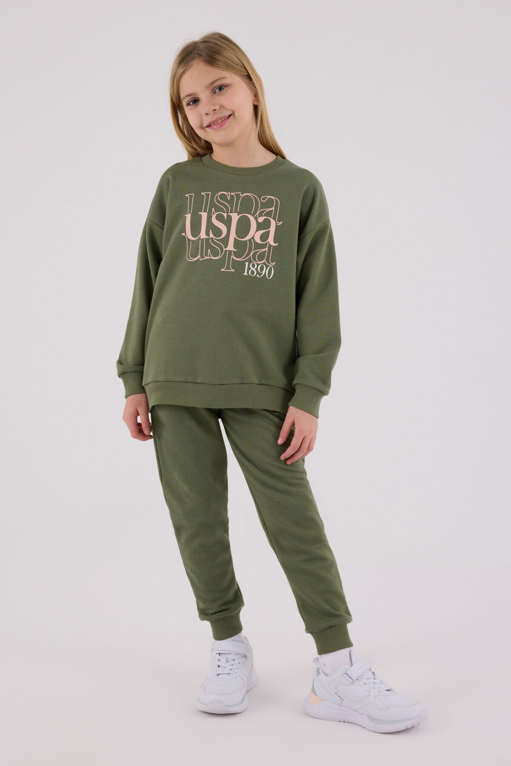 U.S. Polo Assn. Kız Çocuk Kışlık Regular Fit Haki Eşofman Takımı US2309-C-V2
