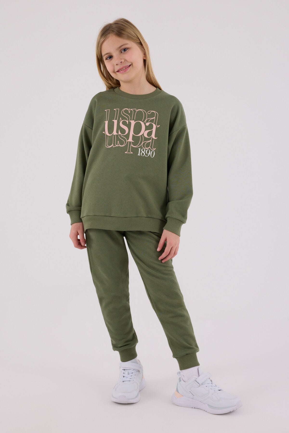 U.S. Polo Assn. Kız Çocuk Kışlık Regular Fit Haki Eşofman Takımı US2309-C-V2