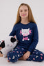 Rolypoly Kız Çocuk Bisiklet Yaka Pigment Baskılı Kışlık Regular Fit Mavi Pijama Takımı RP3696-C-V1