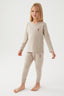 U.S. Polo Assn. Kız Çocuk Bisiklet Yaka Pigment Baskılı Kışlık Regular Fit Krem Pijama Takımı US1665-C-V6