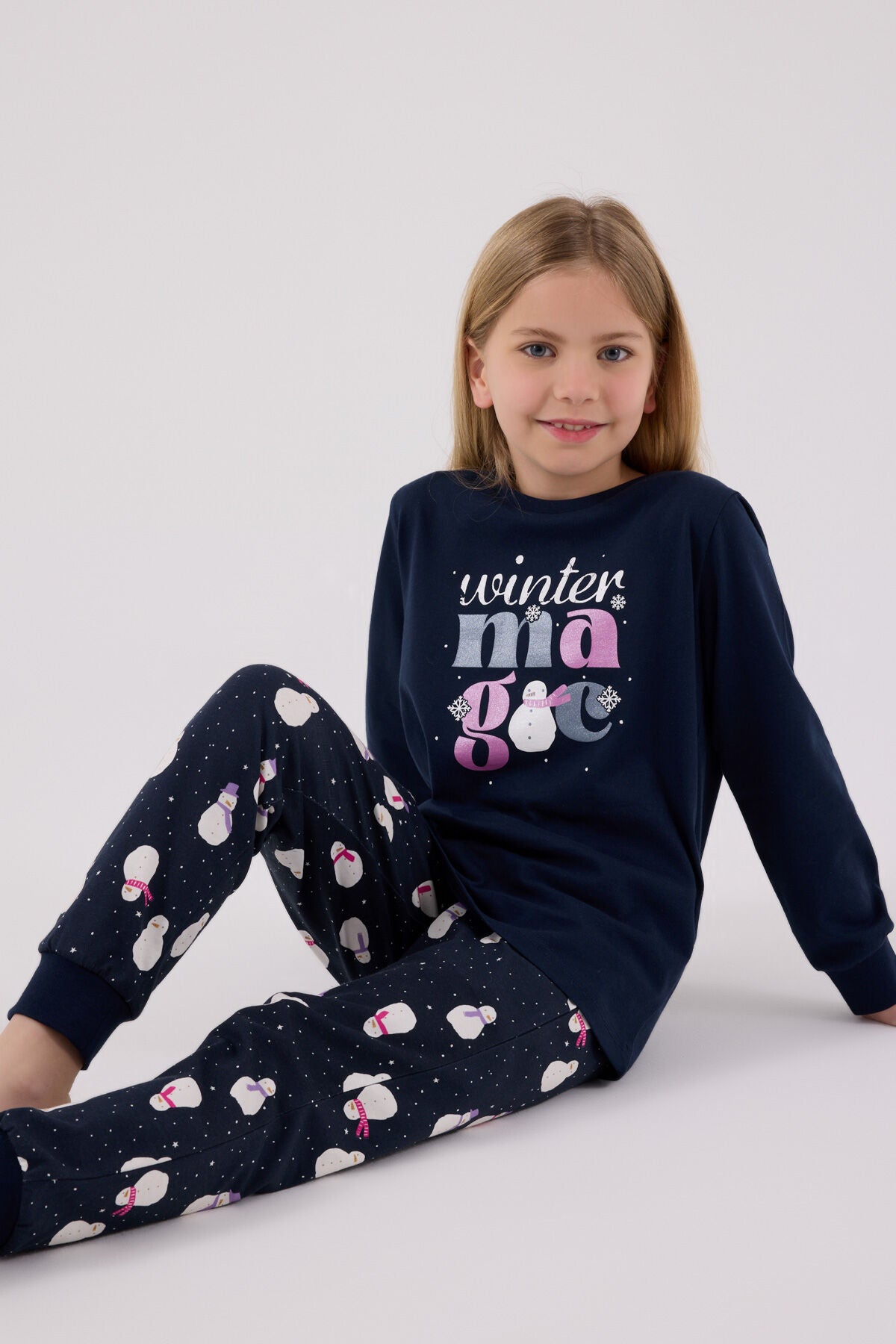Rolypoly Kız Çocuk Kışlık Regular Fit Lacivert Pijama Takımı RP3712-C-V1 Ürün ana görseli