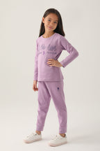 U.S. Polo Assn. Kız Çocuk Bisiklet Yaka Pigment Baskılı Kışlık Regular Fit Mor Pijama Takımı US1664-C-V4