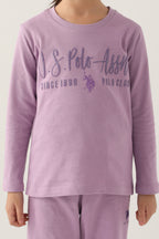 U.S. Polo Assn. Kız Çocuk Bisiklet Yaka Pigment Baskılı Kışlık Regular Fit Mor Pijama Takımı US1664-C-V4