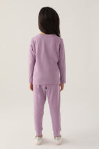 U.S. Polo Assn. Kız Çocuk Bisiklet Yaka Pigment Baskılı Kışlık Regular Fit Mor Pijama Takımı US1664-C-V4