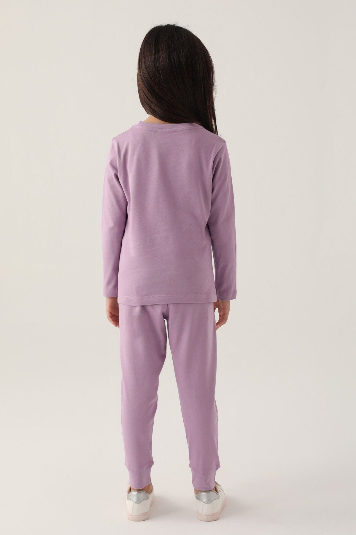 U.S. Polo Assn. Kız Çocuk Bisiklet Yaka Pigment Baskılı Kışlık Regular Fit Mor Pijama Takımı US1664-C-V4