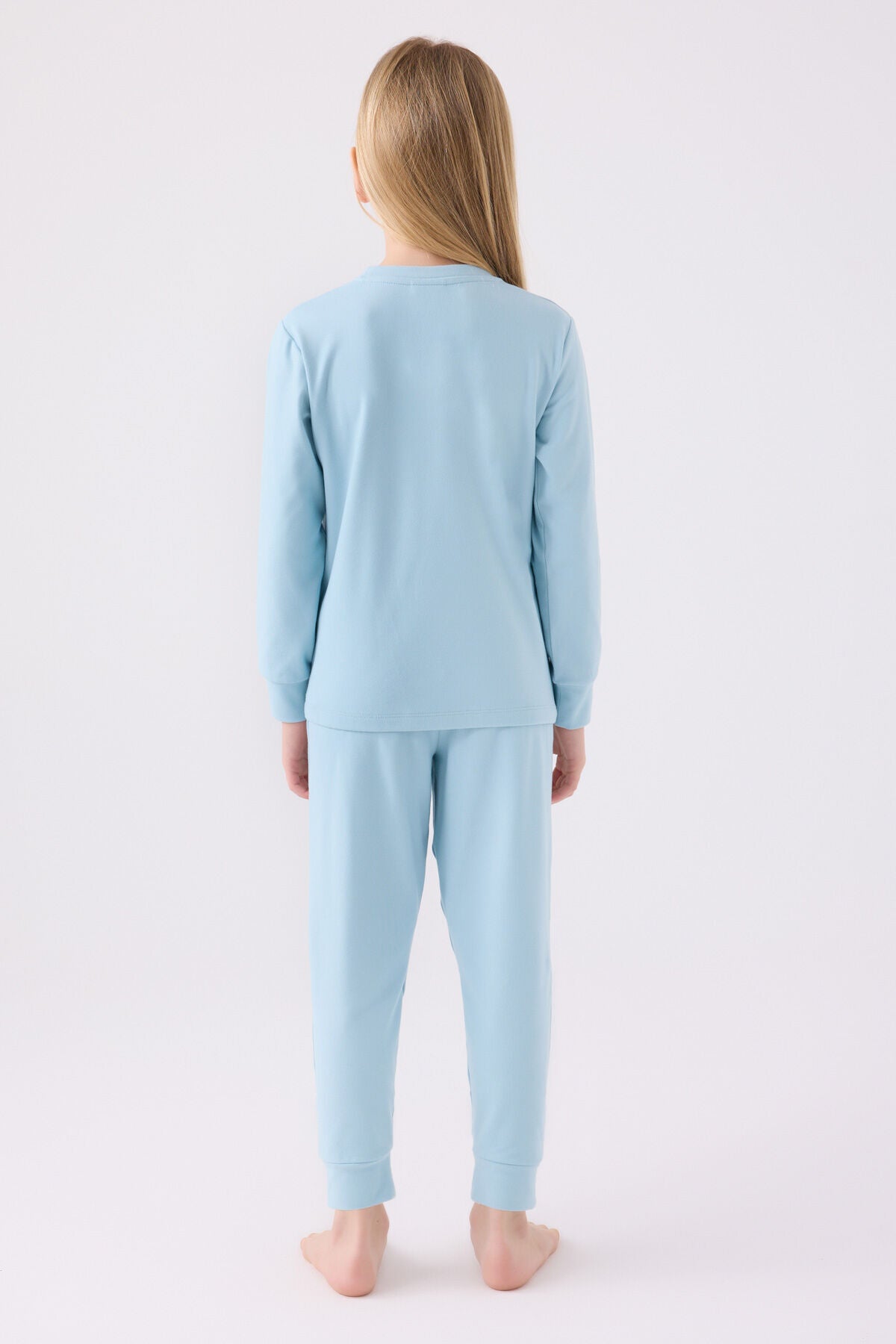 U.S. Polo Assn. Kız Çocuk Bisiklet Yaka Pigment Baskılı Kışlık Regular Fit Mavi Pijama Takımı US1669-C-V6