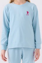 U.S. Polo Assn. Kız Çocuk Bisiklet Yaka Pigment Baskılı Kışlık Regular Fit Mavi Pijama Takımı US1669-C-V6