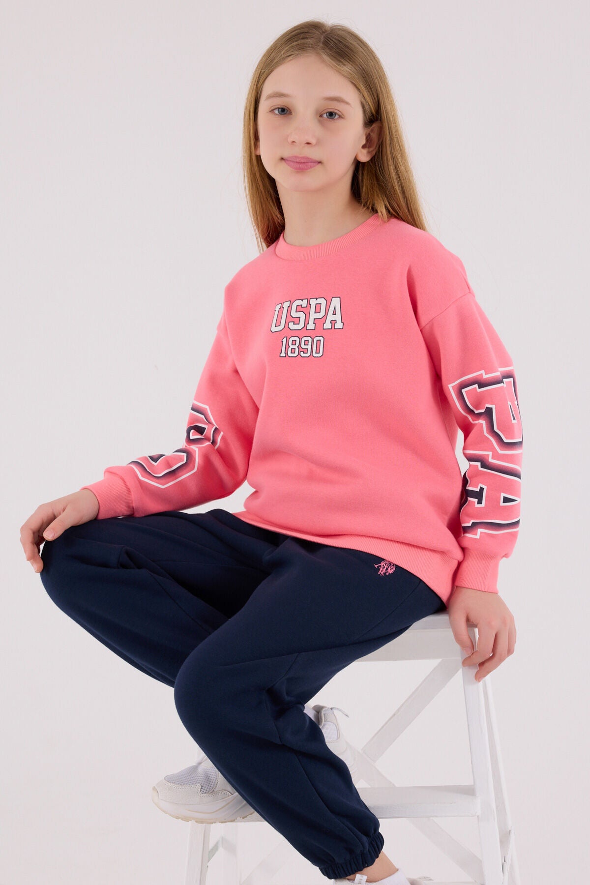 U.S. Polo Assn. Kız Çocuk Kışlık Regular Fit Pembe Eşofman Takımı US2314-C-V1 Ürün ana görseli