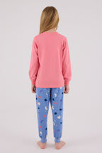 Rolypoly Kız Çocuk Bisiklet Yaka Pigment Baskılı Kışlık Regular Fit Pembe Pijama Takımı RP3696-C-V2