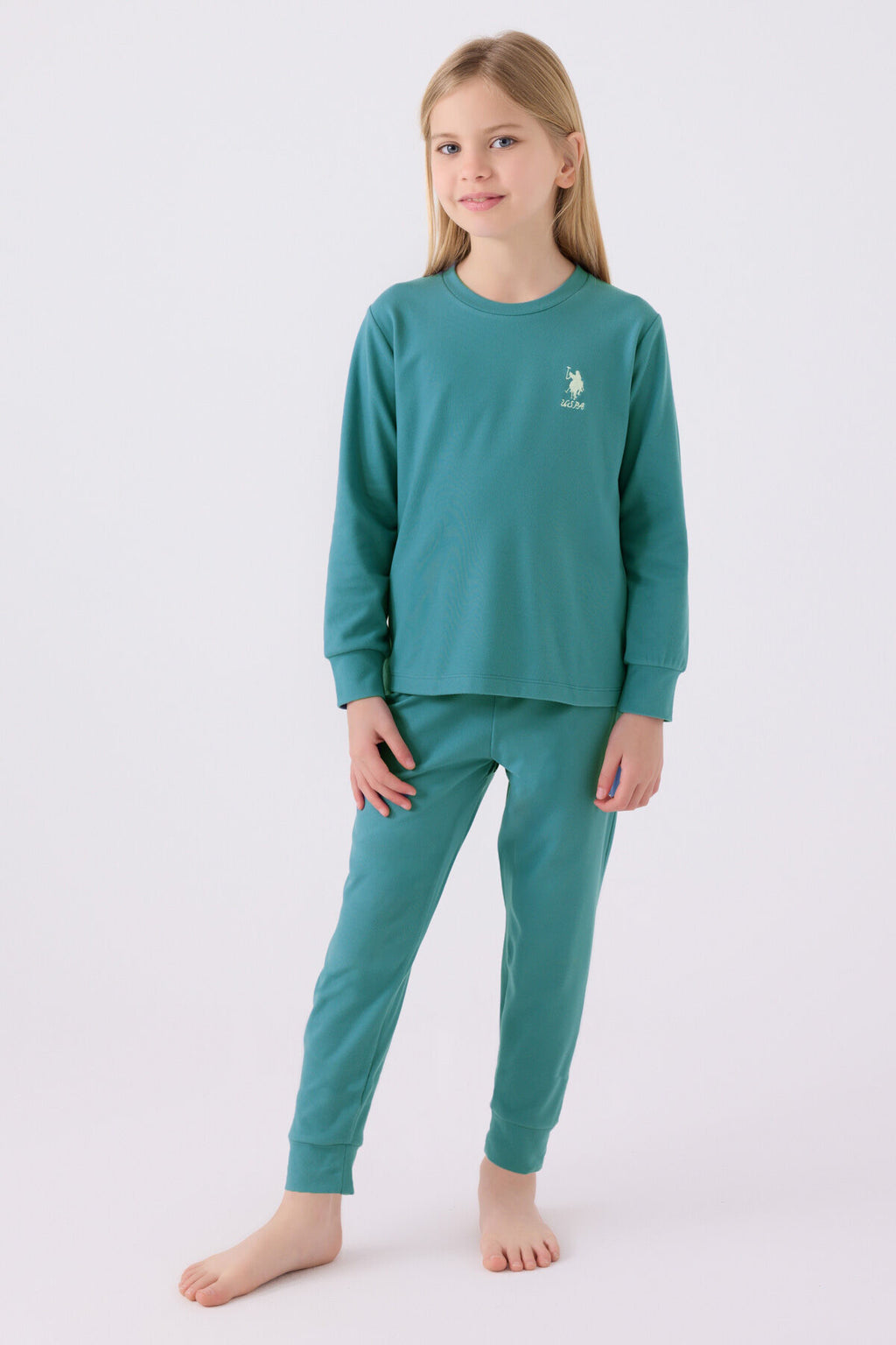 Kız Çocuk Yeşil Uzun Kol Pijama Takım