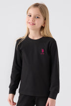 U.S. Polo Assn. Kız Çocuk Bisiklet Yaka Pigment Baskılı Kışlık Regular Fit Siyah Pijama Takımı US1669-C-V5