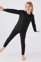 U.S. Polo Assn. Kız Çocuk Bisiklet Yaka Pigment Baskılı Kışlık Regular Fit Siyah Pijama Takımı US1669-C-V5