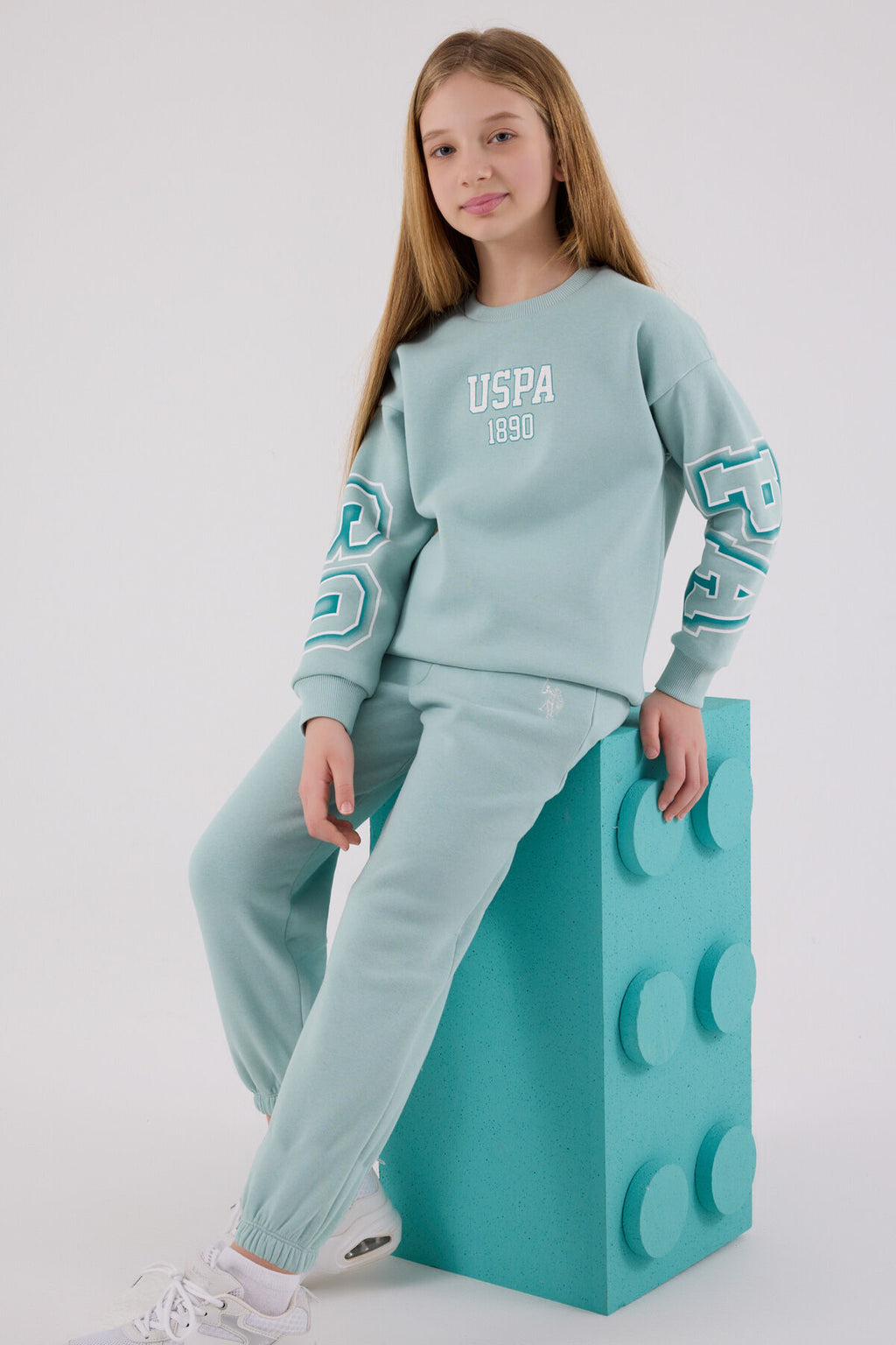 U.S. Polo Assn. Kız Çocuk Kışlık Regular Fit Yeşil Eşofman Takımı US2314-C-V2