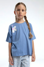 Kız Çocuk Mavi Şort Takım