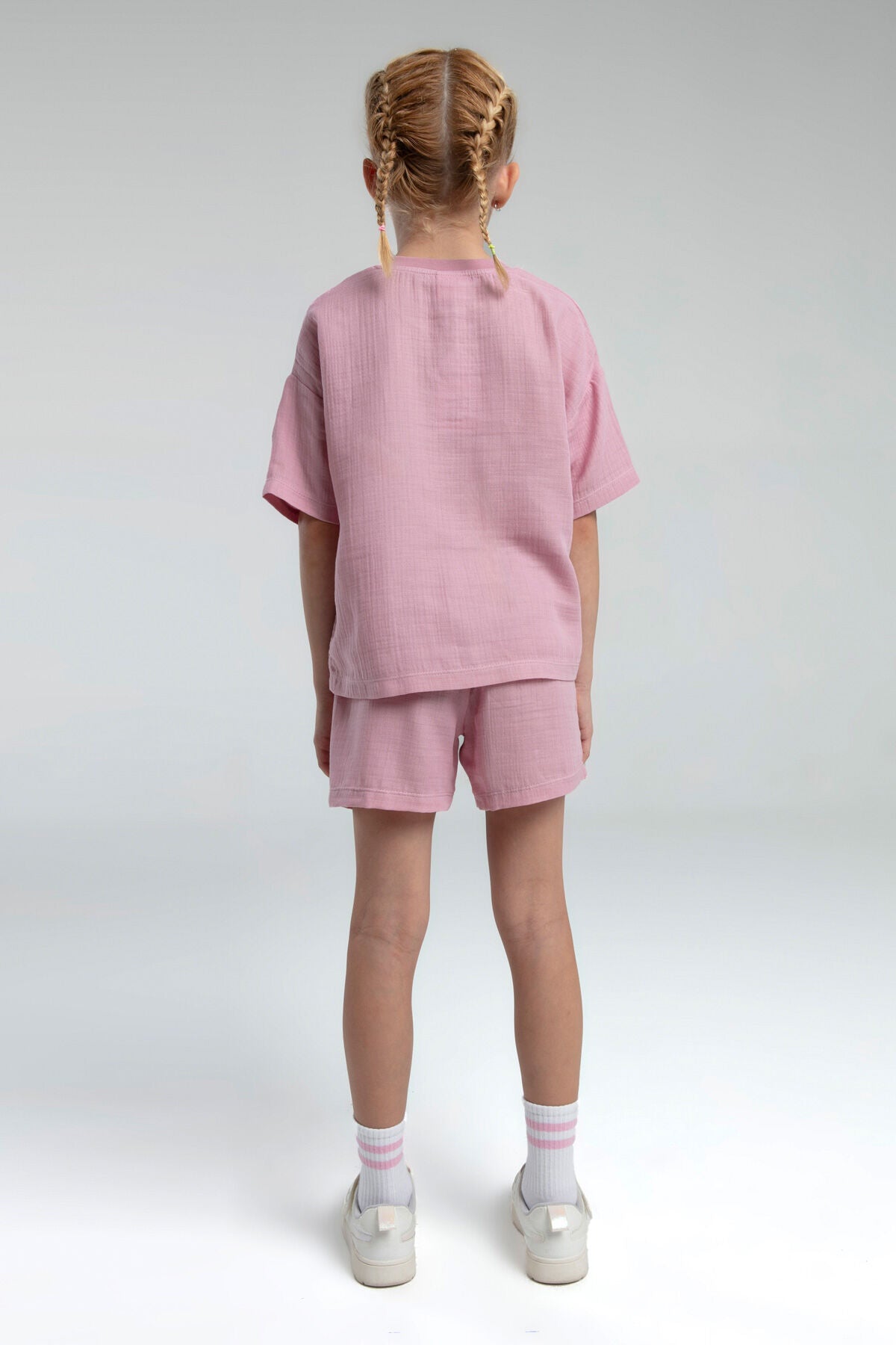 Kız Çocuk Pembe Şort Takım