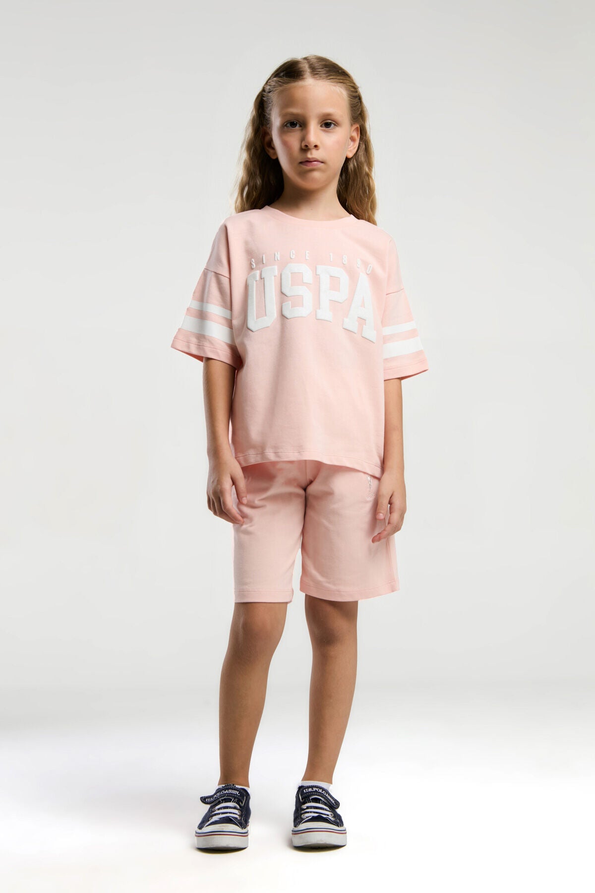 U.S. Polo Assn. Kız Çocuk Pembe Bermuda Takım Ürün ikincil görseli