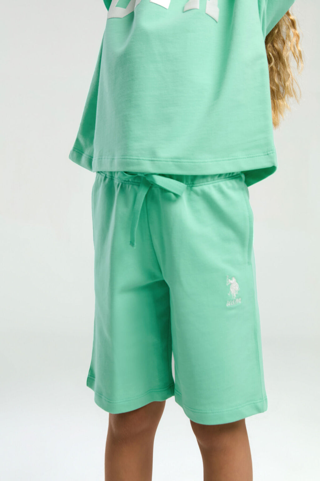 U.S. Polo Assn. Kız Çocuk Yeşil Bermuda Takım