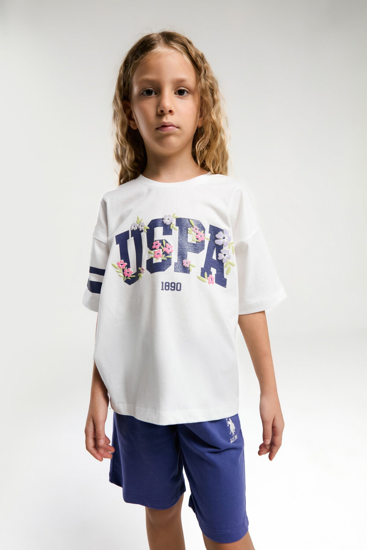 U.S. Polo Assn. Kız Çocuk Beyaz Bermuda Takım Ürün ikincil görseli