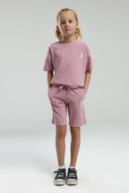 U.S. Polo Assn. Kız Çocuk Bisiklet Yaka Sargı Nakışlı Yazlık Regular Fit Pembe Bermuda Takım US2089-C-V3
