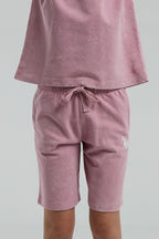 U.S. Polo Assn. Kız Çocuk Bisiklet Yaka Sargı Nakışlı Yazlık Regular Fit Pembe Bermuda Takım US2089-C-V3