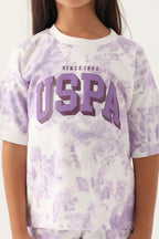 U.S. Polo Assn Lisanslı Batik Mor Kız Çocuk Bermuda Takım