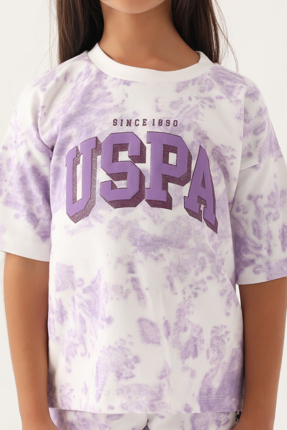 U.S. Polo Assn Lisanslı Batik Mor Kız Çocuk Bermuda Takım