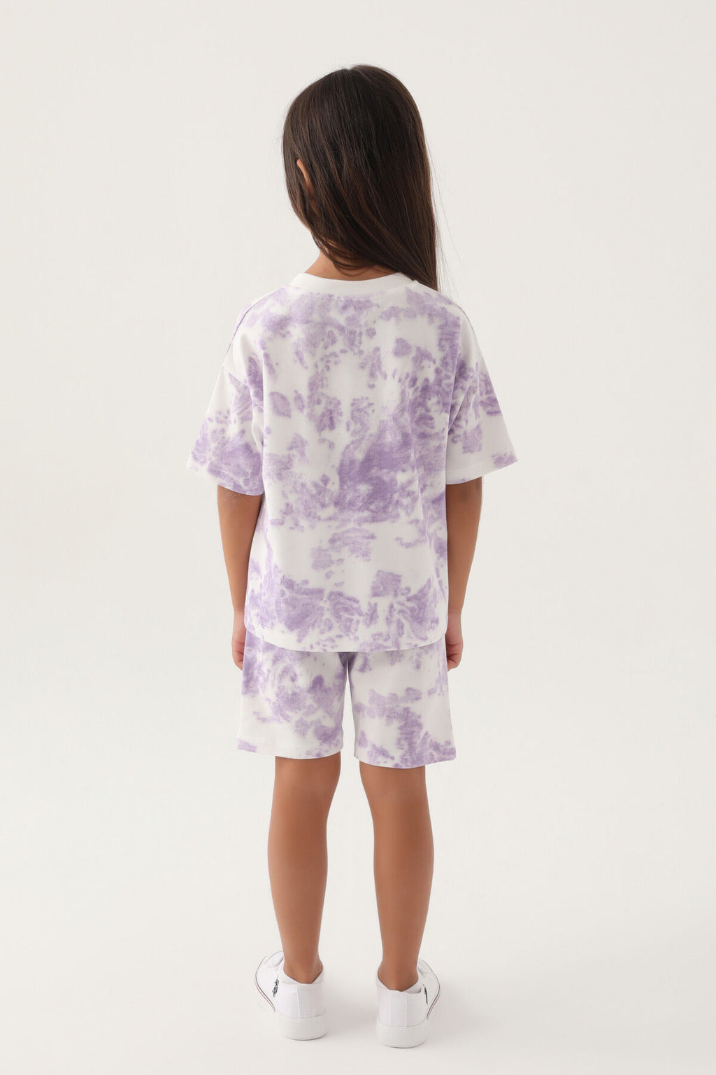 U.S. Polo Assn Lisanslı Batik Mor Kız Çocuk Bermuda Takım