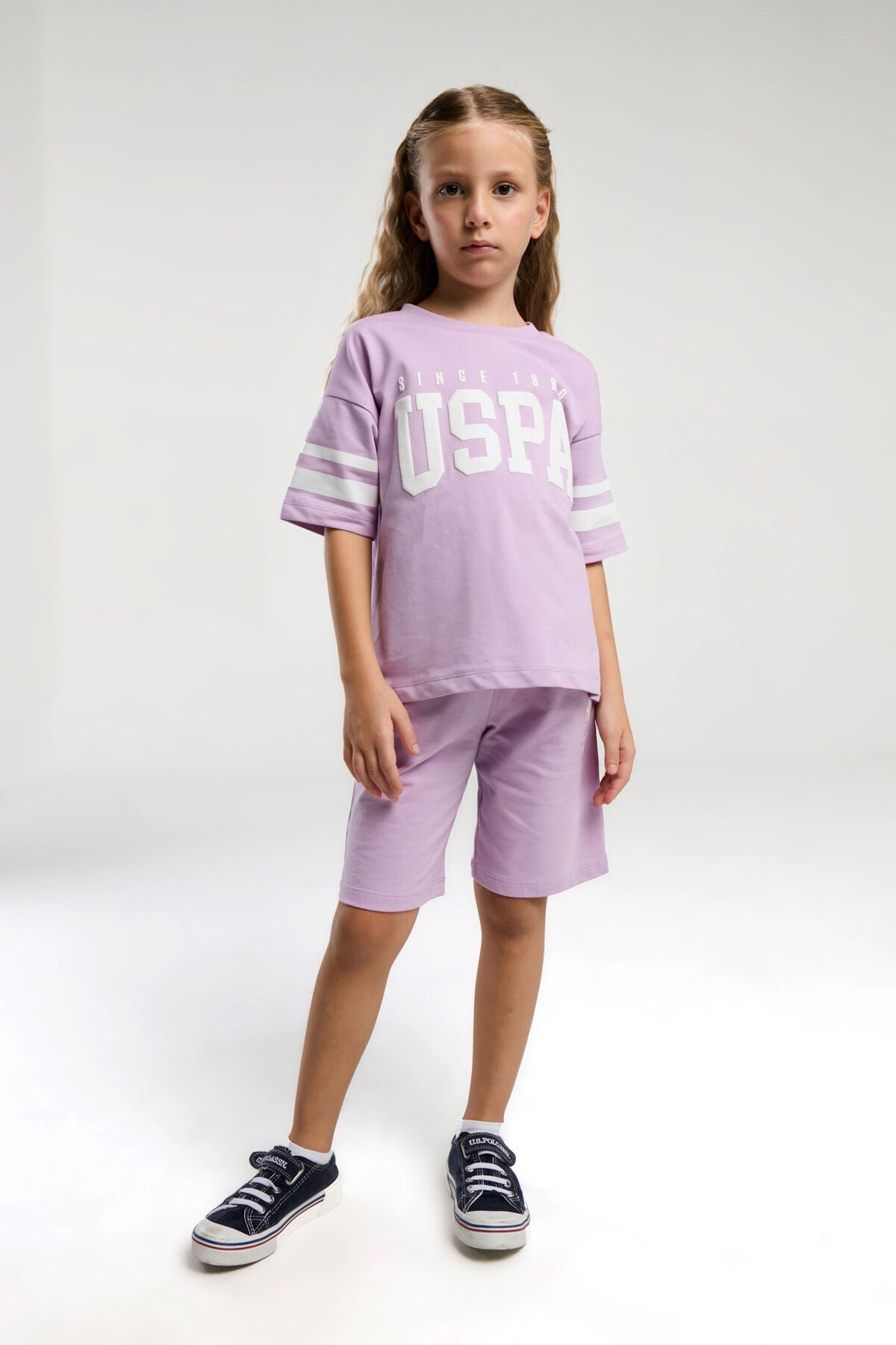 U.S. Polo Assn. Kız Çocuk Mor Bermuda Takım Ürün ikincil görseli