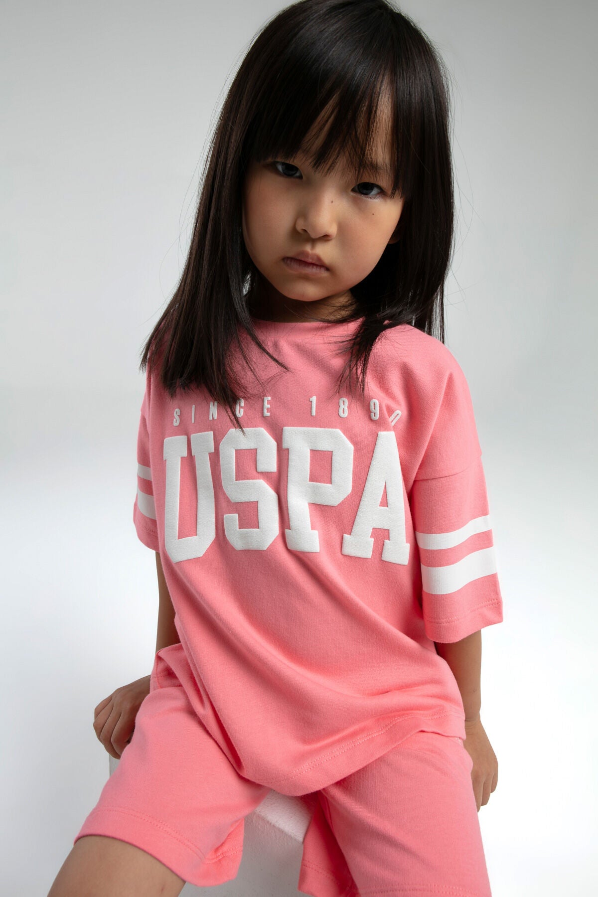 U.S. Polo Assn. Kız Çocuk Pembe Bermuda Takım Ürün ikincil görseli