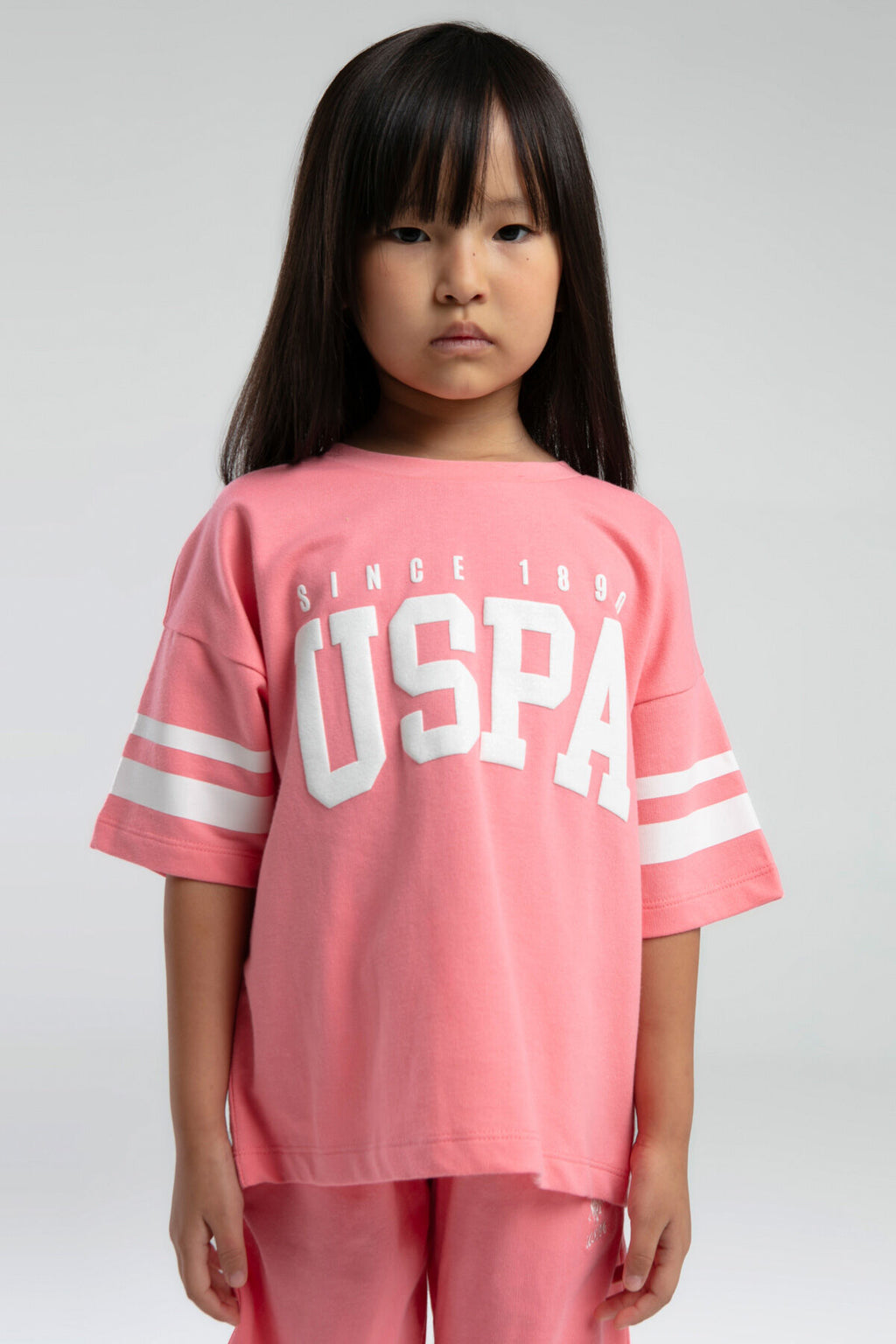 U.S. Polo Assn. Kız Çocuk Pembe Bermuda Takım