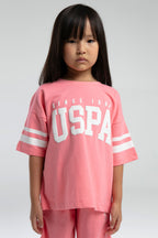 U.S. Polo Assn. Kız Çocuk Pembe Bermuda Takım