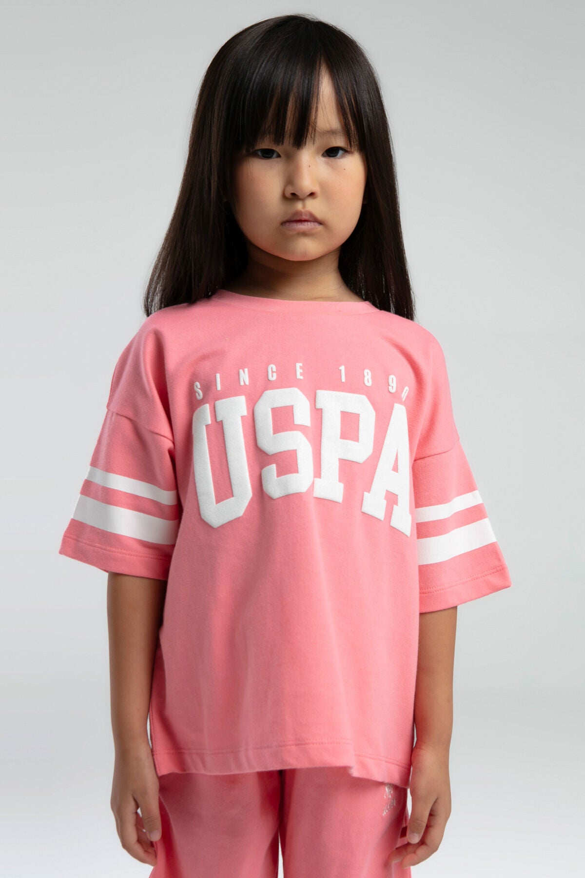 U.S. Polo Assn. Kız Çocuk Pembe Bermuda Takım