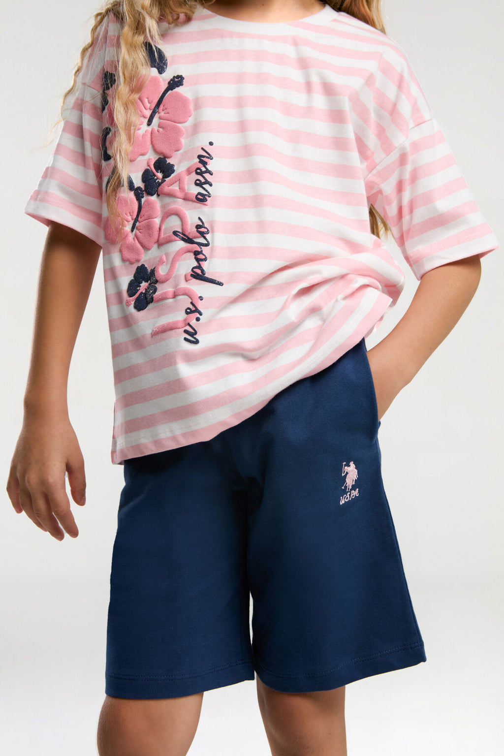 U.S. Polo Assn. Kız Çocuk Turuncu Bermuda Takım
