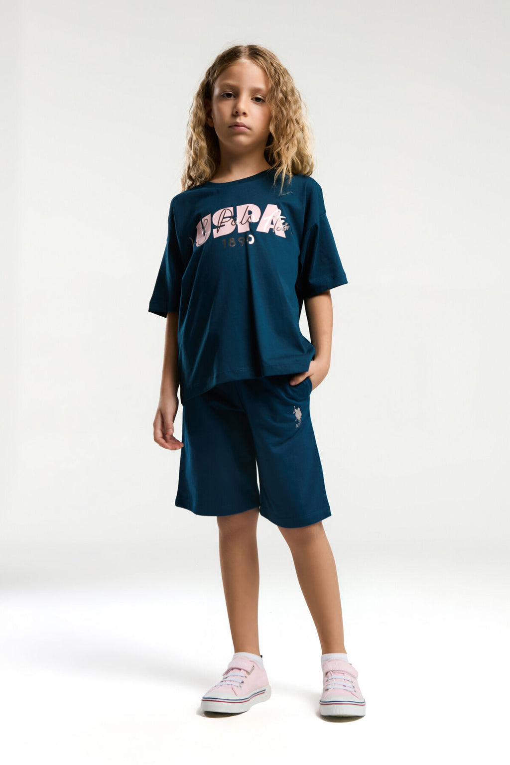 U.S. Polo Assn. Kız Çocuk Lacivert Bermuda Takım