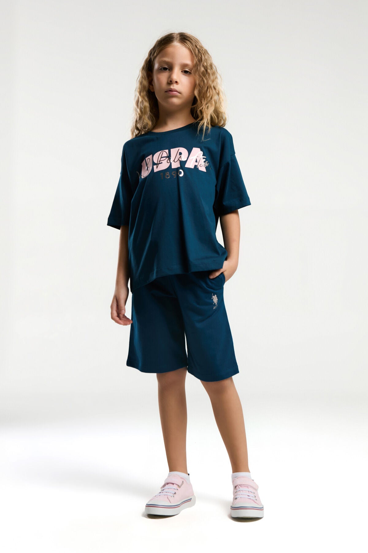 U.S. Polo Assn. Kız Çocuk Lacivert Bermuda Takım
