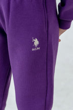 U.S. Polo Assn. Kız Çocuk Bisiklet Yaka Pigment Baskılı Kışlık Regular Fit Mor Eşofman Takımı US1205-C-V11