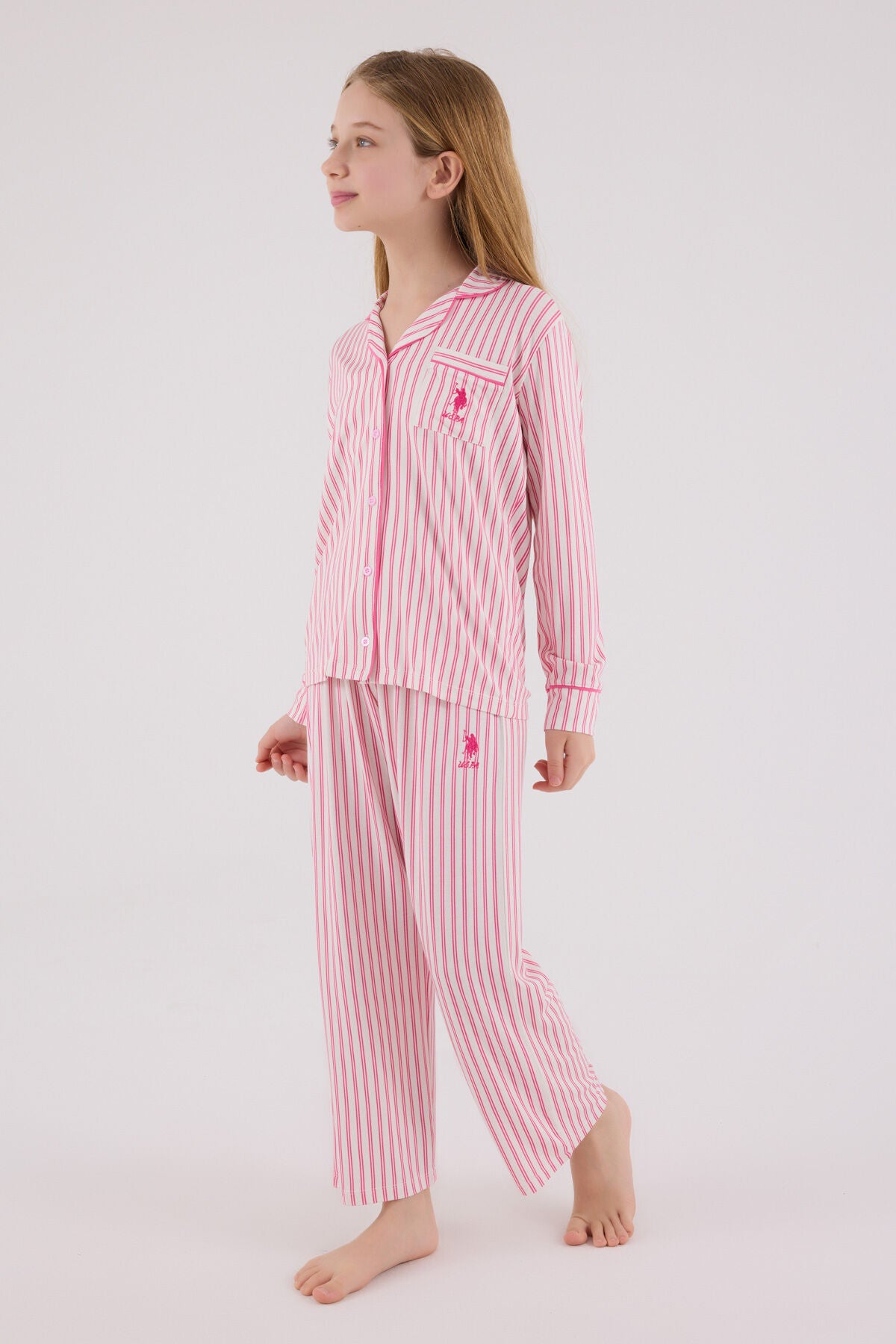 U.S. Polo Assn. Kız Çocuk Kışlık Regular Fit Bordo Pijama Takımı US2326-C-V1 Ürün ikincil görseli