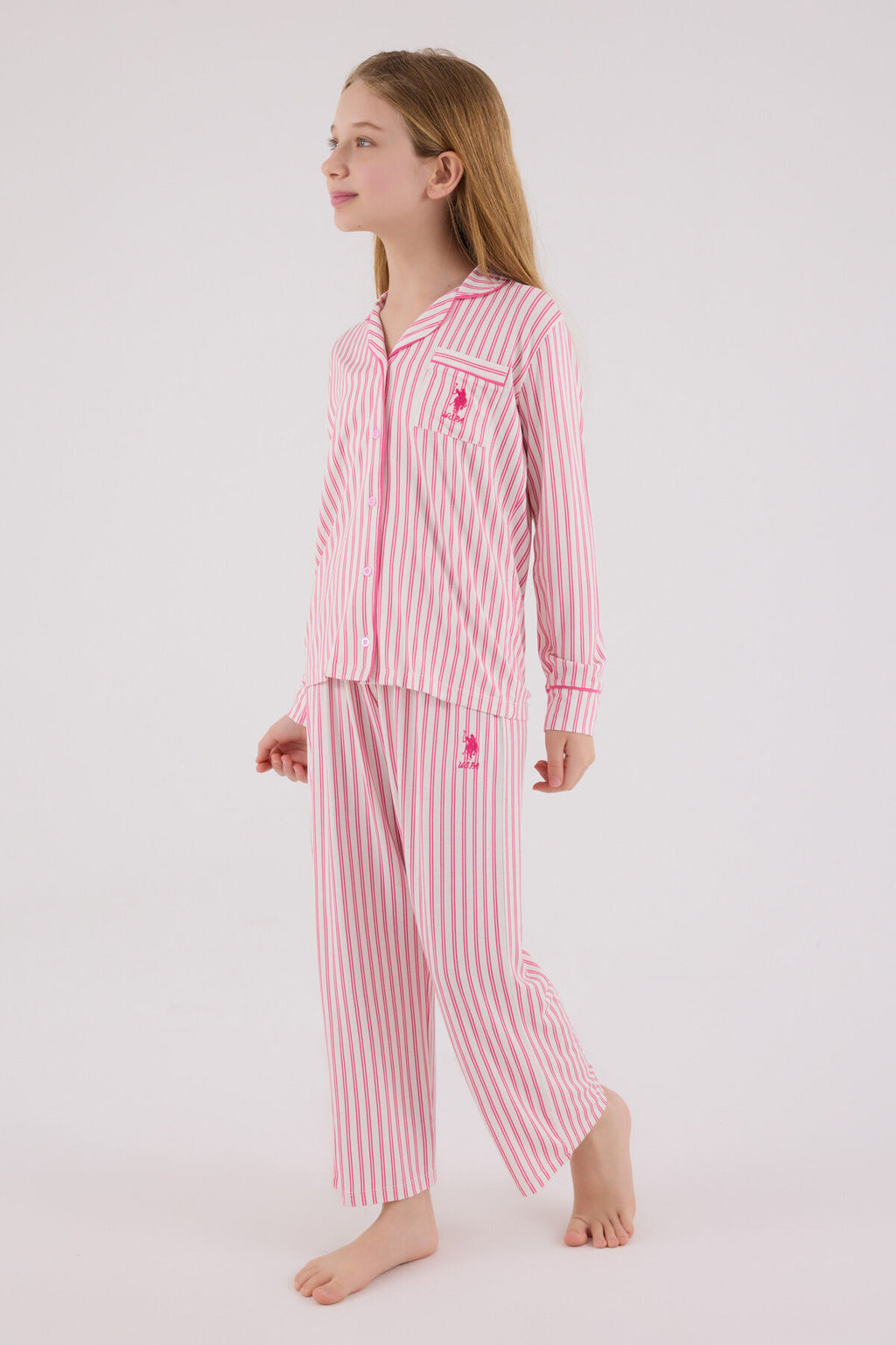 U.S. Polo Assn. Kız Çocuk Kışlık Regular Fit Bordo Pijama Takımı US2326-C-V1