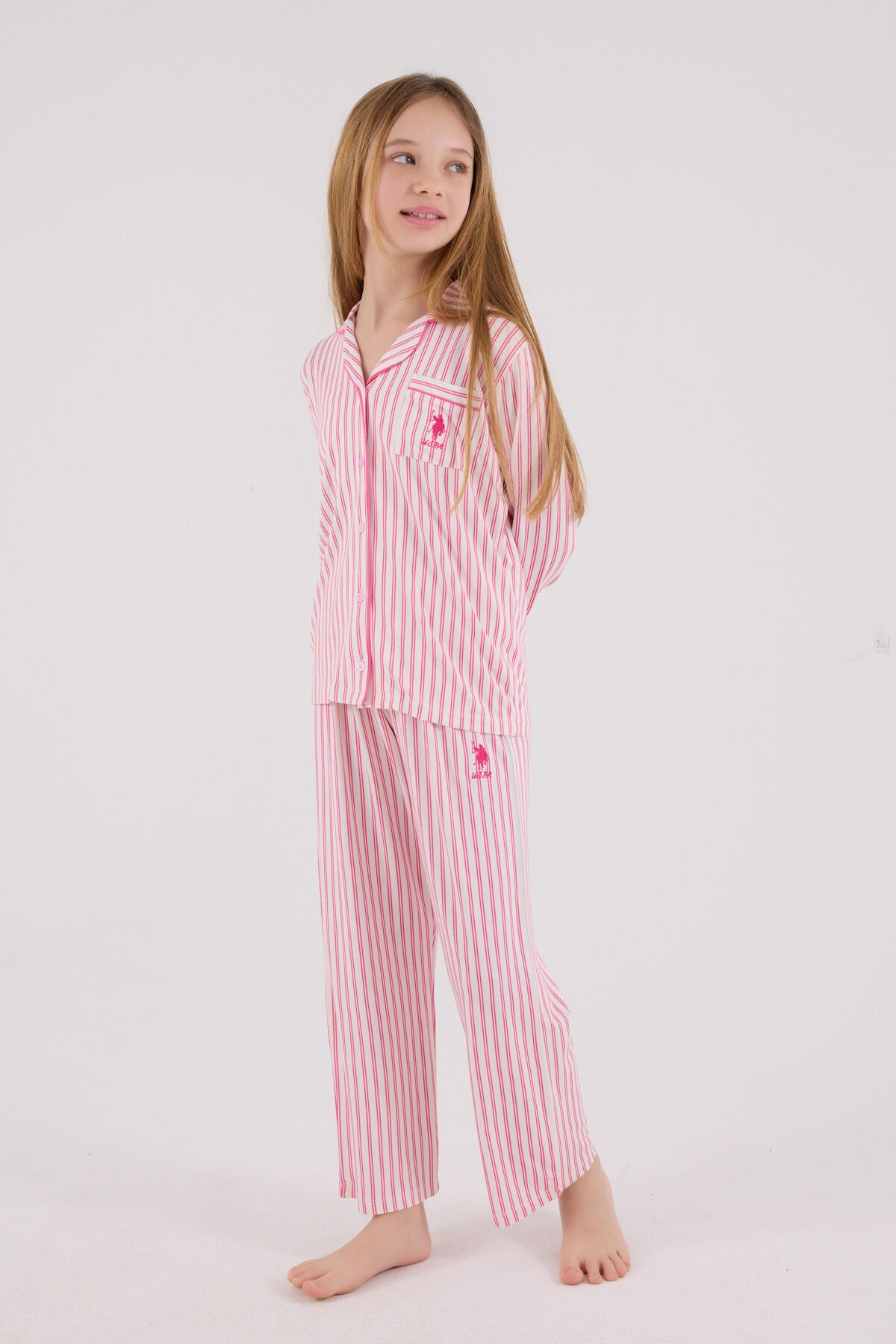 U.S. Polo Assn. Kız Çocuk Kışlık Regular Fit Bordo Pijama Takımı US2326-C-V1