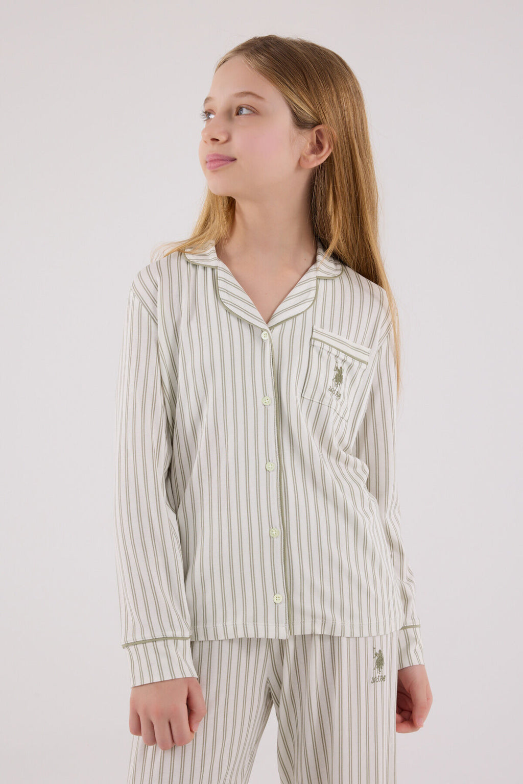 U.S. Polo Assn. Kız Çocuk Kışlık Regular Fit Yeşil Pijama Takımı US2326-C-V2